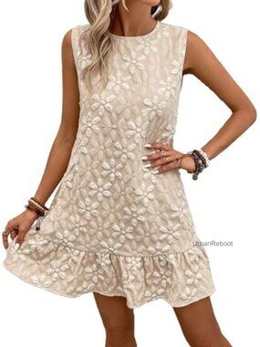 Ruffle Hem Sleeveless Tank Mini Dress Smock Summer Casual